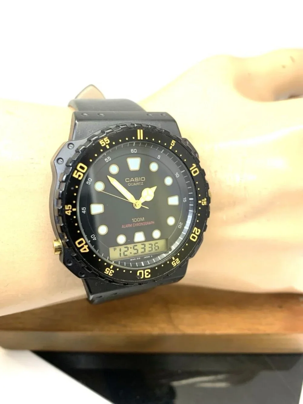 Casio Men's Watch AQ100W Analog Digital Quartz Black Leather Strap 41mm 358